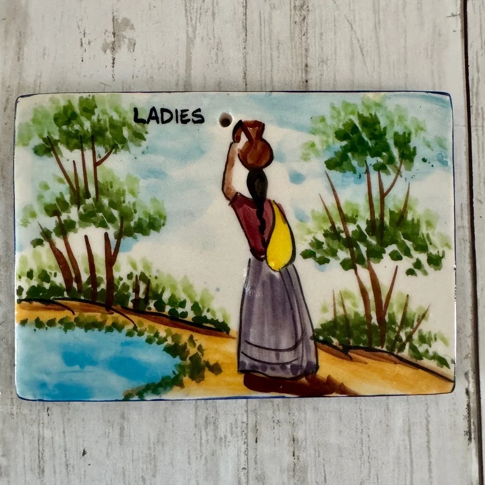 Ceramic Bathroom Signs Ladies and Gentlemen Mexican Folk Art Talavera Style